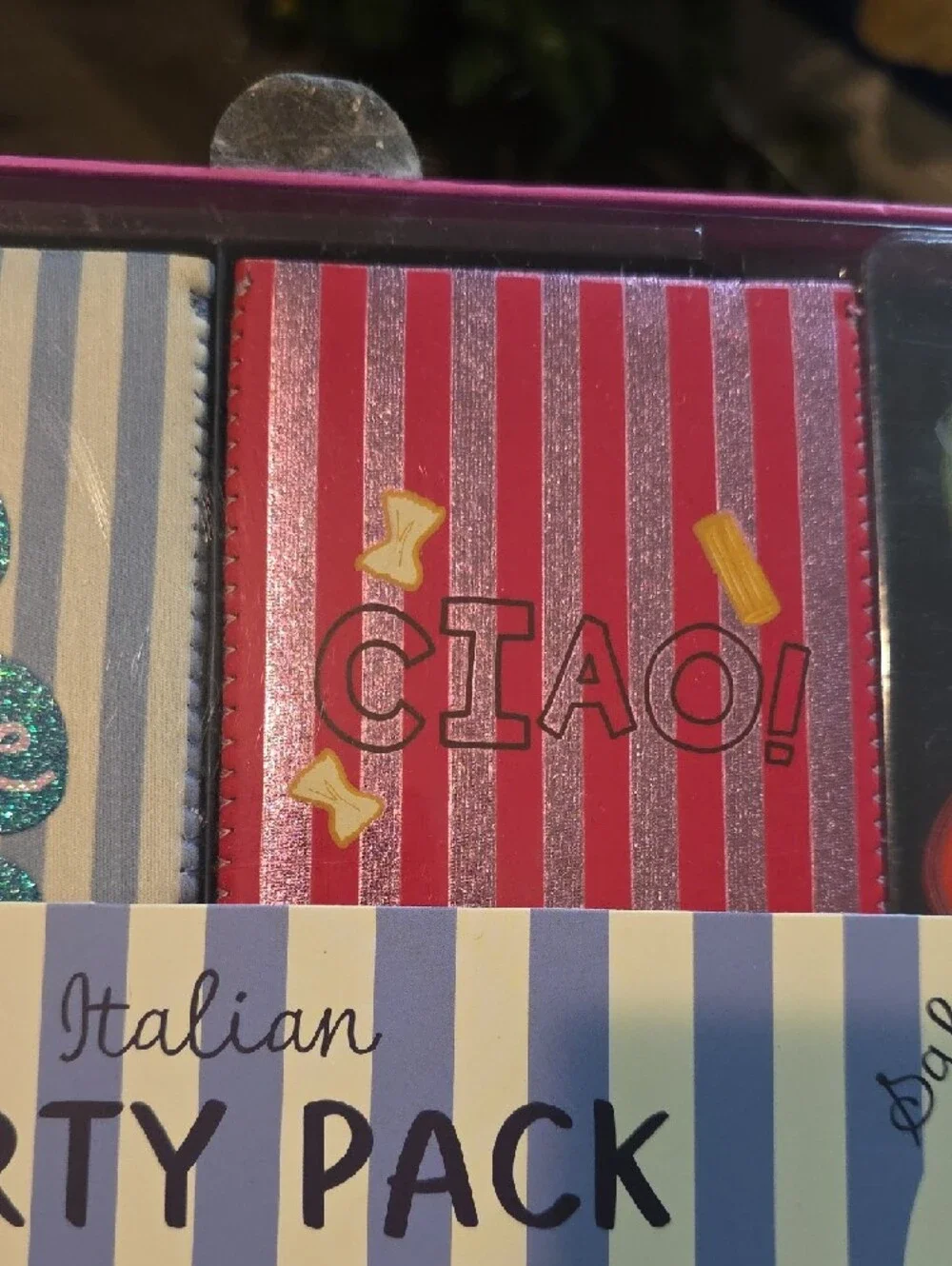 Italian Party Pack Slim Can Sleeves & Drink Markers - Pink, Blue, Red